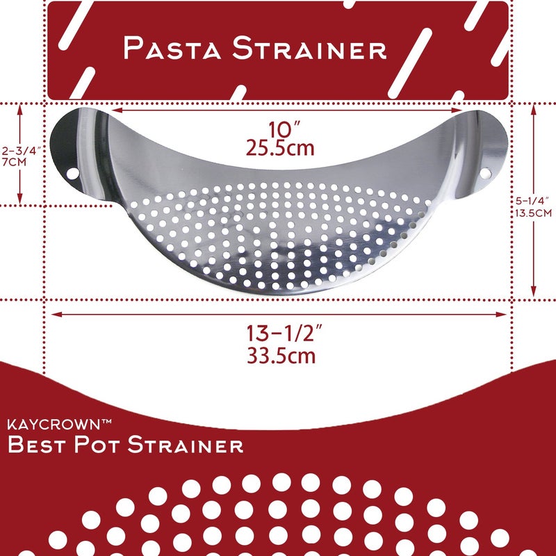 KAYCROWN Best Utensils Pan Pot Spaghetti Strainer Premium Stainless Steel Pasta Kitchen Strainer Vegetables Colander & Drainer - Fits All Pots Up To 10 Inches - Image 5
